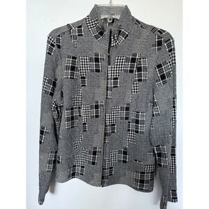 Coldwater Creek Patchwork Plaid Houndstooth Career Jacket Blazer Size P14